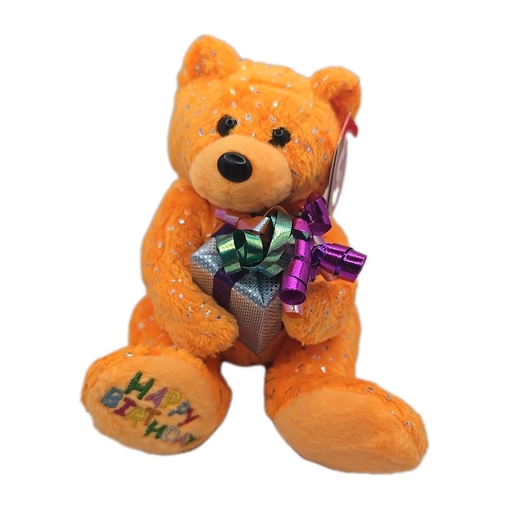 2004 Ty Beanie Baby "Happy Birthday" Retired Neon Orange‎ Birthday Bear BB9